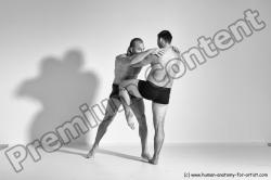 Underwear Martial art Man - Man White Moving poses Athletic Short Brown Dynamic poses Academic